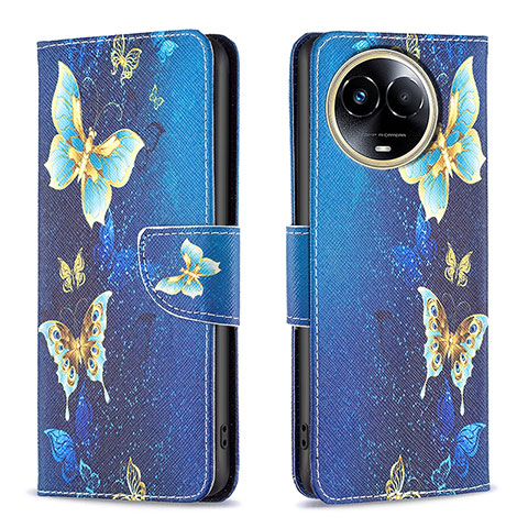 Funda de Cuero Cartera con Soporte Patron de Moda Carcasa B01F para Realme 11 5G Azul