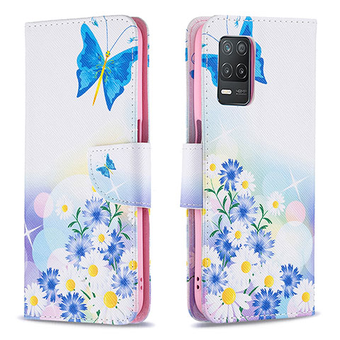 Funda de Cuero Cartera con Soporte Patron de Moda Carcasa B01F para Realme 8 5G Azul