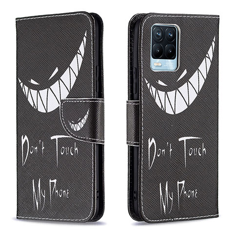 Funda de Cuero Cartera con Soporte Patron de Moda Carcasa B01F para Realme 8 Pro Negro