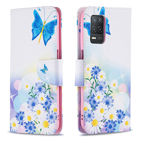 Funda de Cuero Cartera con Soporte Patron de Moda Carcasa B01F para Realme 9 5G India Azul