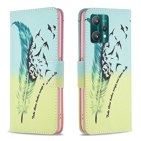 Funda de Cuero Cartera con Soporte Patron de Moda Carcasa B01F para Realme 9 Pro 5G Menta Verde