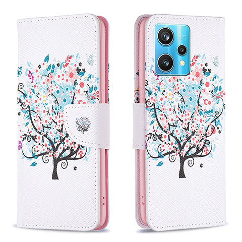 Funda de Cuero Cartera con Soporte Patron de Moda Carcasa B01F para Realme 9 Pro+ Plus 5G Blanco