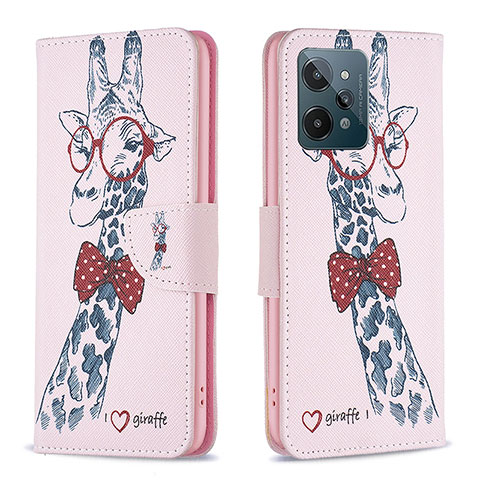 Funda de Cuero Cartera con Soporte Patron de Moda Carcasa B01F para Realme C31 Rosa