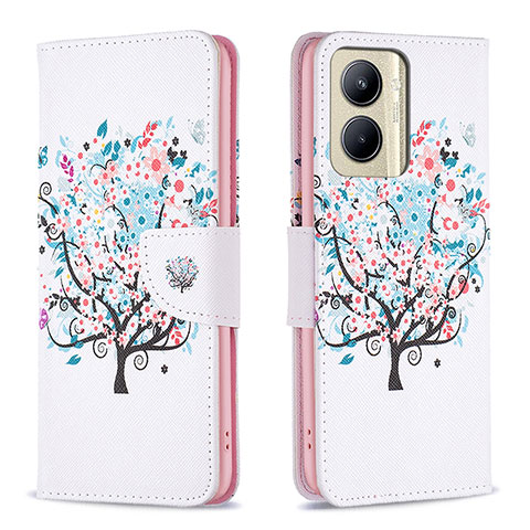 Funda de Cuero Cartera con Soporte Patron de Moda Carcasa B01F para Realme C33 (2023) Blanco