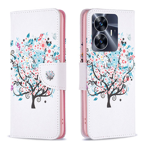 Funda de Cuero Cartera con Soporte Patron de Moda Carcasa B01F para Realme C55 Blanco