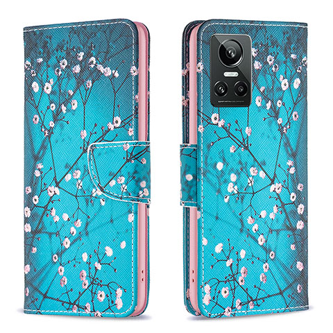 Funda de Cuero Cartera con Soporte Patron de Moda Carcasa B01F para Realme GT Neo3 5G Cian