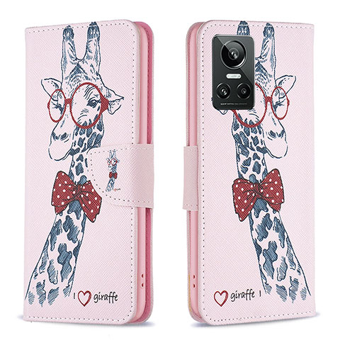 Funda de Cuero Cartera con Soporte Patron de Moda Carcasa B01F para Realme GT Neo3 5G Rosa