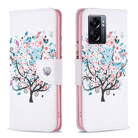 Funda de Cuero Cartera con Soporte Patron de Moda Carcasa B01F para Realme V23 5G Blanco