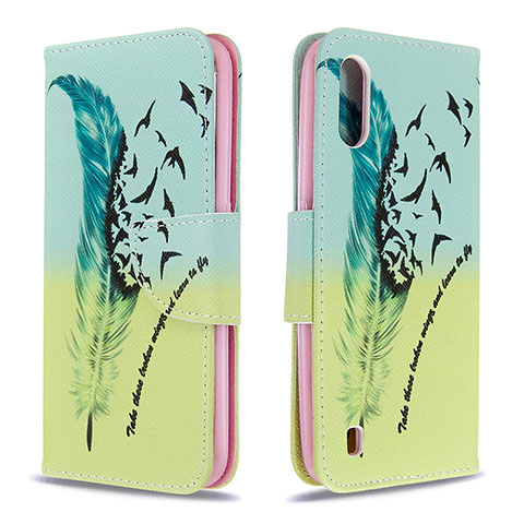 Funda de Cuero Cartera con Soporte Patron de Moda Carcasa B01F para Samsung Galaxy A01 SM-A015 Menta Verde