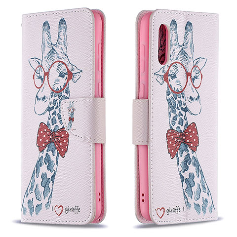 Funda de Cuero Cartera con Soporte Patron de Moda Carcasa B01F para Samsung Galaxy A02 Rosa