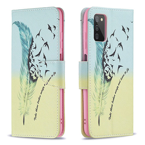 Funda de Cuero Cartera con Soporte Patron de Moda Carcasa B01F para Samsung Galaxy A02s Menta Verde