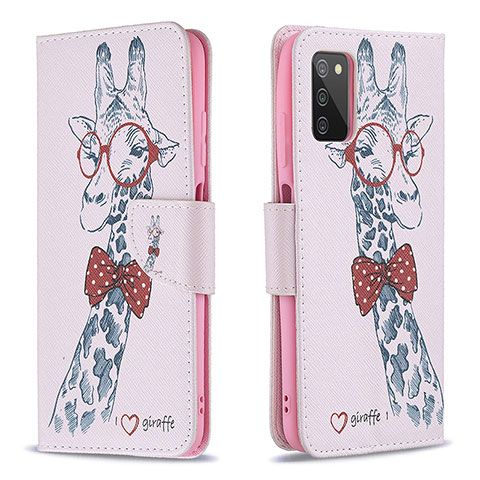 Funda de Cuero Cartera con Soporte Patron de Moda Carcasa B01F para Samsung Galaxy A03s Rosa