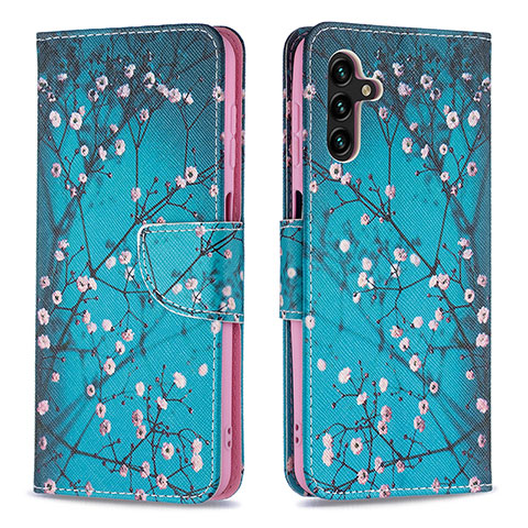 Funda de Cuero Cartera con Soporte Patron de Moda Carcasa B01F para Samsung Galaxy A04s Cian