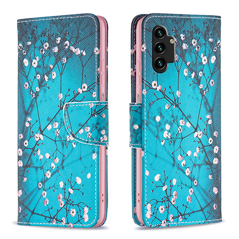 Funda de Cuero Cartera con Soporte Patron de Moda Carcasa B01F para Samsung Galaxy A13 4G Cian