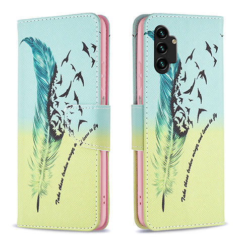 Funda de Cuero Cartera con Soporte Patron de Moda Carcasa B01F para Samsung Galaxy A13 4G Menta Verde