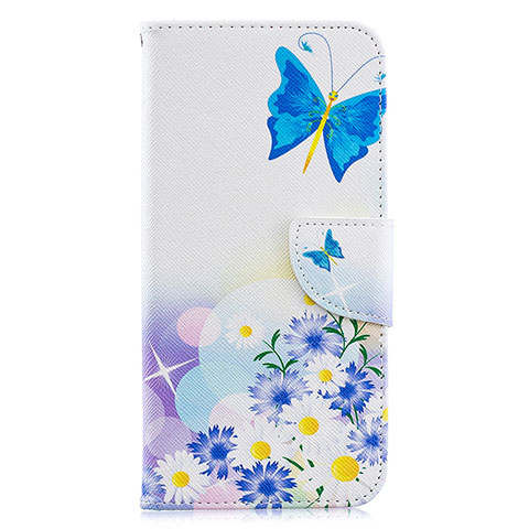 Funda de Cuero Cartera con Soporte Patron de Moda Carcasa B01F para Samsung Galaxy A20 Azul