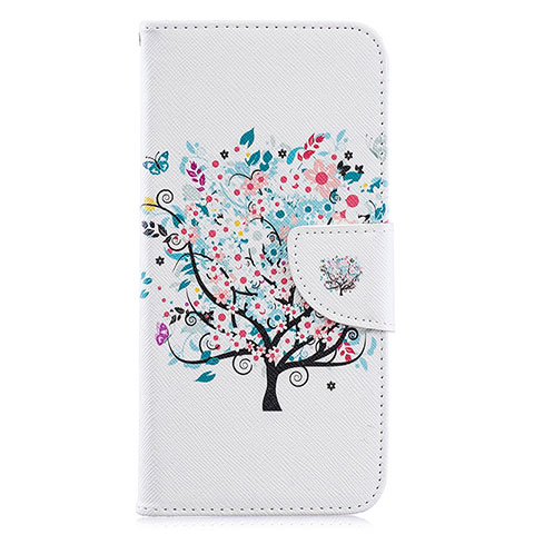 Funda de Cuero Cartera con Soporte Patron de Moda Carcasa B01F para Samsung Galaxy A20 Blanco