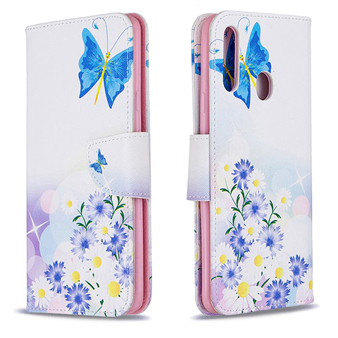 Funda de Cuero Cartera con Soporte Patron de Moda Carcasa B01F para Samsung Galaxy A20s Azul