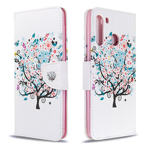 Funda de Cuero Cartera con Soporte Patron de Moda Carcasa B01F para Samsung Galaxy A21 Blanco