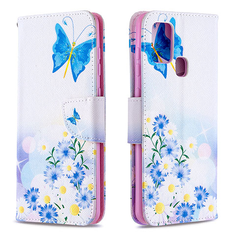 Funda de Cuero Cartera con Soporte Patron de Moda Carcasa B01F para Samsung Galaxy A21s Azul