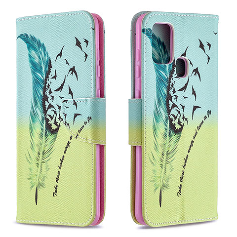 Funda de Cuero Cartera con Soporte Patron de Moda Carcasa B01F para Samsung Galaxy A21s Menta Verde