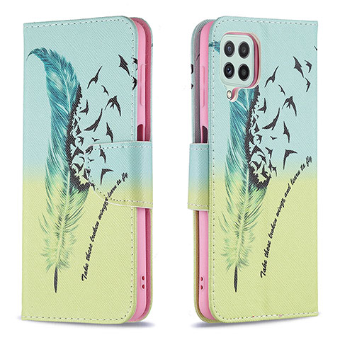 Funda de Cuero Cartera con Soporte Patron de Moda Carcasa B01F para Samsung Galaxy A22 4G Menta Verde