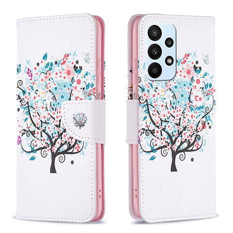 Funda de Cuero Cartera con Soporte Patron de Moda Carcasa B01F para Samsung Galaxy A23 4G Blanco