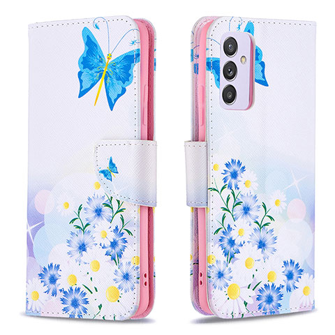 Funda de Cuero Cartera con Soporte Patron de Moda Carcasa B01F para Samsung Galaxy A24 4G Azul