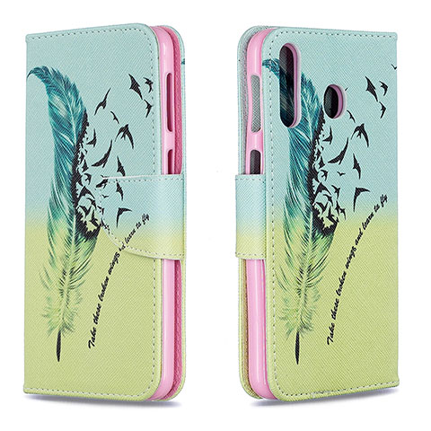 Funda de Cuero Cartera con Soporte Patron de Moda Carcasa B01F para Samsung Galaxy A40s Menta Verde