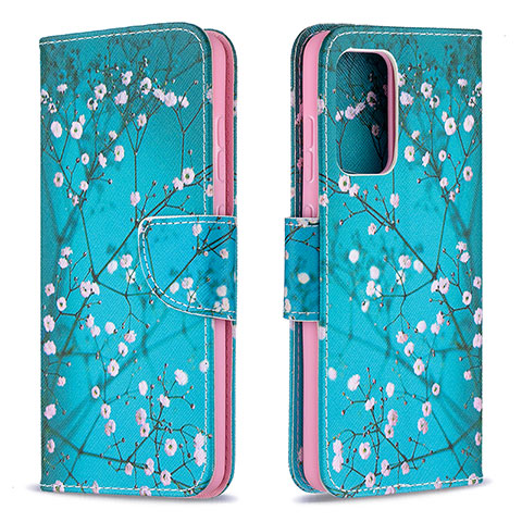 Funda de Cuero Cartera con Soporte Patron de Moda Carcasa B01F para Samsung Galaxy A52 5G Cian