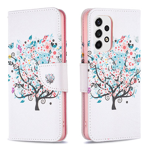 Funda de Cuero Cartera con Soporte Patron de Moda Carcasa B01F para Samsung Galaxy A53 5G Blanco