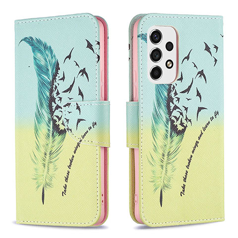 Funda de Cuero Cartera con Soporte Patron de Moda Carcasa B01F para Samsung Galaxy A53 5G Menta Verde