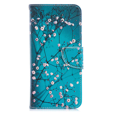 Funda de Cuero Cartera con Soporte Patron de Moda Carcasa B01F para Samsung Galaxy A70 Cian