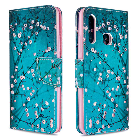 Funda de Cuero Cartera con Soporte Patron de Moda Carcasa B01F para Samsung Galaxy A70E Cian