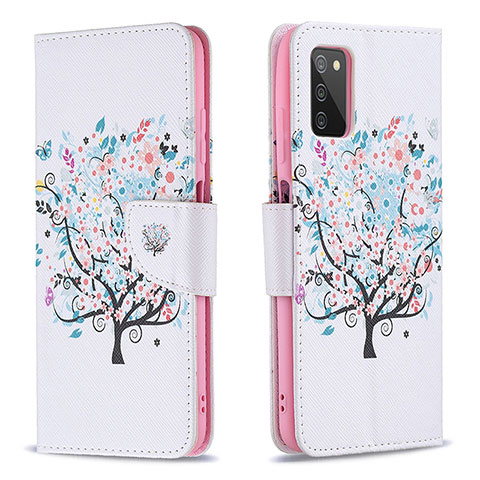 Funda de Cuero Cartera con Soporte Patron de Moda Carcasa B01F para Samsung Galaxy F02S SM-E025F Blanco