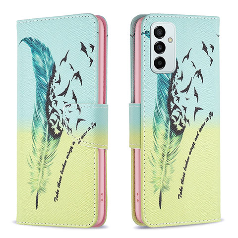 Funda de Cuero Cartera con Soporte Patron de Moda Carcasa B01F para Samsung Galaxy F23 5G Menta Verde