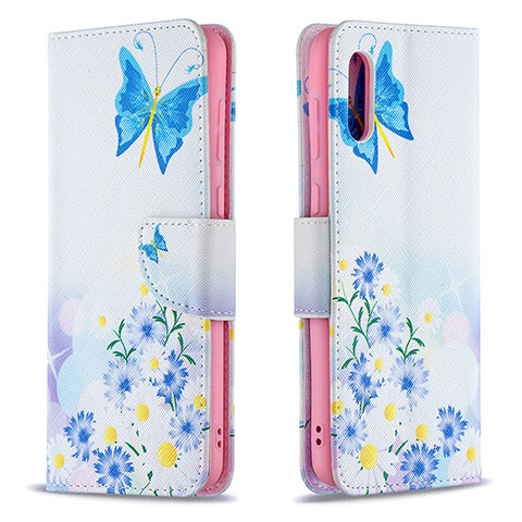 Funda de Cuero Cartera con Soporte Patron de Moda Carcasa B01F para Samsung Galaxy M02 Azul