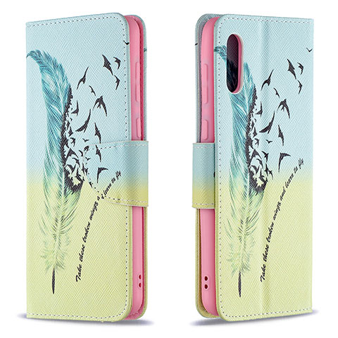 Funda de Cuero Cartera con Soporte Patron de Moda Carcasa B01F para Samsung Galaxy M02 Menta Verde