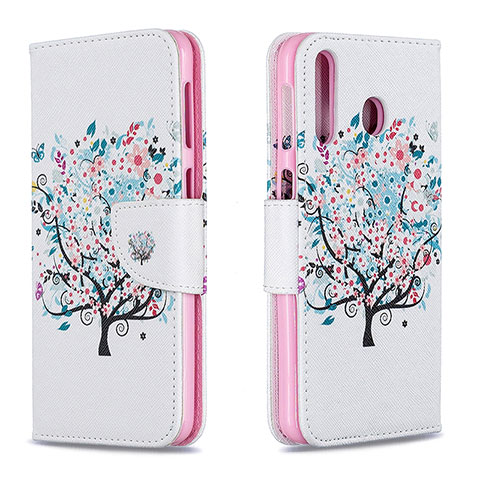 Funda de Cuero Cartera con Soporte Patron de Moda Carcasa B01F para Samsung Galaxy M30 Blanco