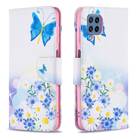 Funda de Cuero Cartera con Soporte Patron de Moda Carcasa B01F para Samsung Galaxy M32 4G Azul