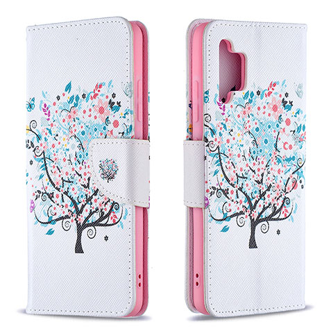 Funda de Cuero Cartera con Soporte Patron de Moda Carcasa B01F para Samsung Galaxy M32 5G Blanco