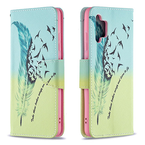 Funda de Cuero Cartera con Soporte Patron de Moda Carcasa B01F para Samsung Galaxy M32 5G Menta Verde