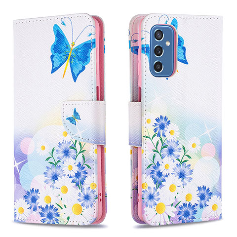 Funda de Cuero Cartera con Soporte Patron de Moda Carcasa B01F para Samsung Galaxy M52 5G Azul