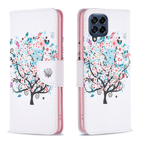 Funda de Cuero Cartera con Soporte Patron de Moda Carcasa B01F para Samsung Galaxy M53 5G Blanco