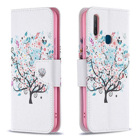 Funda de Cuero Cartera con Soporte Patron de Moda Carcasa B01F para Vivo Y15 Blanco