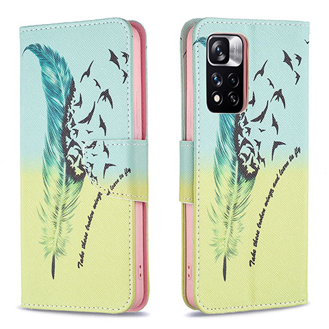 Funda de Cuero Cartera con Soporte Patron de Moda Carcasa B01F para Xiaomi Mi 11i 5G (2022) Menta Verde