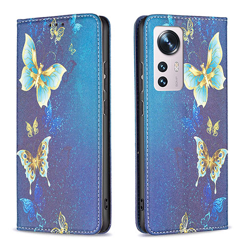 Funda de Cuero Cartera con Soporte Patron de Moda Carcasa B01F para Xiaomi Mi 12 5G Azul