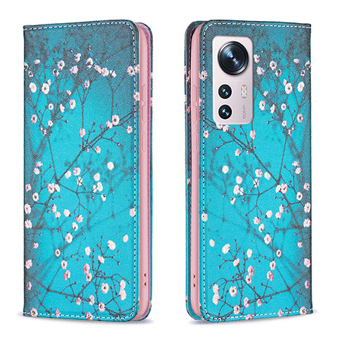 Funda de Cuero Cartera con Soporte Patron de Moda Carcasa B01F para Xiaomi Mi 12S Pro 5G Cian