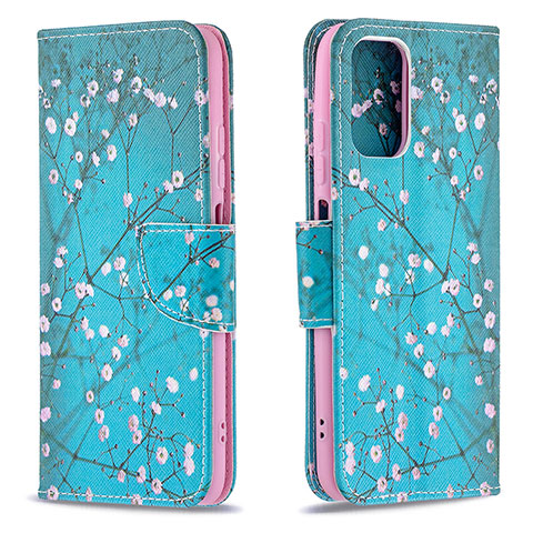 Funda de Cuero Cartera con Soporte Patron de Moda Carcasa B01F para Xiaomi Poco M5S Cian