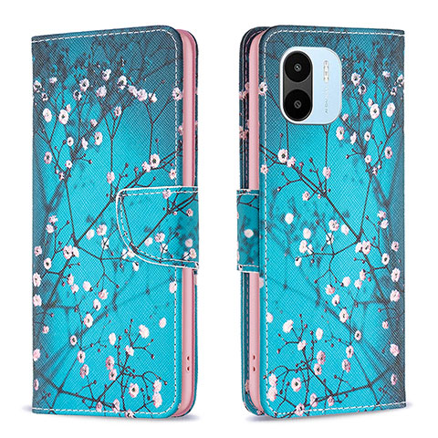 Funda de Cuero Cartera con Soporte Patron de Moda Carcasa B01F para Xiaomi Redmi A2 Plus Cian